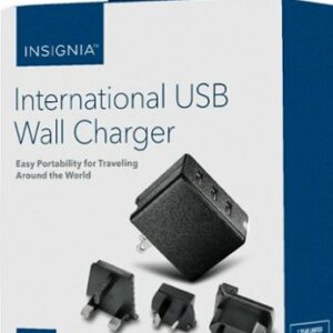 Insignia™ - 30W Foldable 3 USB Port Wall Charger with EU/UK/AU rechangeable plugs - Black