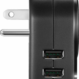 Insignia™ - Grounded travel adapter with 2 USB Ports - Black