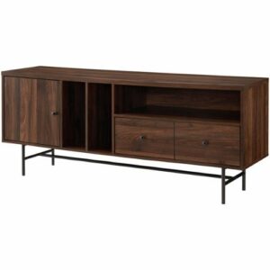 Walker Edison - Modern Industrial TV Stand Cabinet for Most Flat-Panel TVs Up to 66" - Dark Walnut