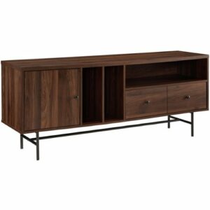 Walker Edison - Modern Industrial TV Stand Cabinet for Most Flat-Panel TVs Up to 66" - Dark Walnut