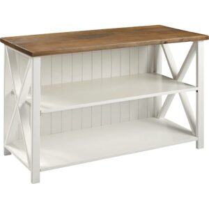 Walker Edison - 52" Solid Wood Farmhouse Storage Console - White/Rustic Oak