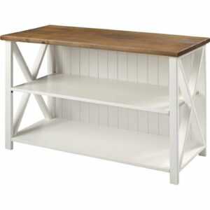 Walker Edison - 52" Solid Wood Farmhouse Storage Console - White/Rustic Oak