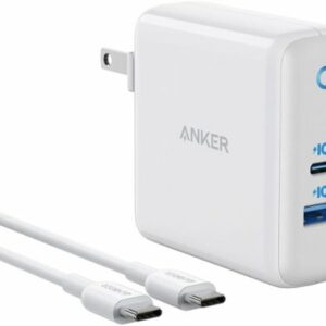 Anker - PowerPort PD 60W GaN Fast Charger and USB-C to C Cable 6ft for Macbook and Mobile Devices - White