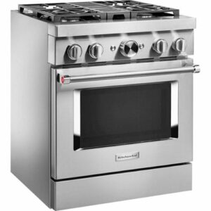 KitchenAid - 4.1 Cu. Ft. Freestanding Dual Fuel True Convection Range with Self-Cleaning - Stainless Steel