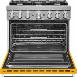 KitchenAid - 5.1 Cu. Ft. Freestanding Dual Fuel True Convection Range with Self-Cleaning - Yellow Pepper