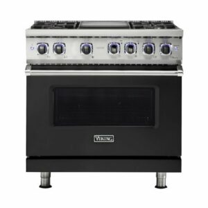 Viking - Freestanding 7 Series Dual Fuel Self-Clean 36"W Range - Cast Black