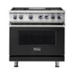 Viking - Freestanding 7 Series Dual Fuel Self-Clean 36"W Range - Cast Black