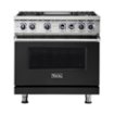 Viking - Freestanding 7 Series Dual Fuel Self-Clean 36"W Range - Cast Black