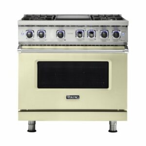 Viking - Freestanding 7 Series Dual Fuel Self-Clean 36"W Range - Vanilla Cream