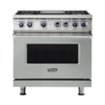 Viking - Freestanding 7 Series Dual Fuel Self-Clean 36"W Range - Arctic Gray