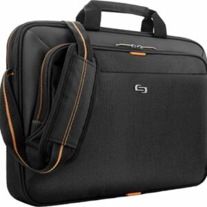 Solo New York - Ace Slim Briefcase for 13.3" Laptop - Black With Orange Accents