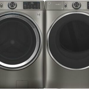 GE - 7.8 Cu. Ft. 12-Cycle Electric Dryer with Steam - Satin Nickel