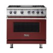 Viking - Freestanding 7 Series Dual Fuel Self-Clean 36"W Range - Reduction Red