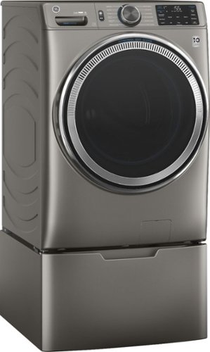 GE - 4.8 Cu Ft High-Efficiency Stackable Smart Front Load Washer w/UltraFresh Vent, Microban Antimicrobial & SmartDispense - Satin Nickel