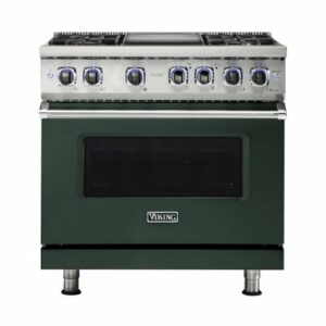 Viking - Freestanding 7 Series Dual Fuel Self-Clean 36"W Range - Blackforest Green