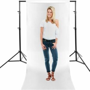 Savage Universal - Port-A-Stand Background Support Kit with Savage #50 White Paper Backdrop - Matte Black