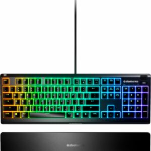 SteelSeries - Apex 3 Full Size Wired Membrane Whisper Quiet Switch Gaming Keyboard with 10 zone RGB Backlighting - Black