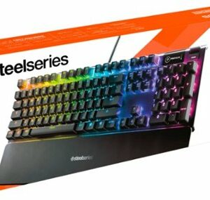 SteelSeries - Apex 5 Full Size Wired Mechanical Hybrid Blue Tactile & Clicky Switch Gaming Keyboard with RGB Backlighting - Black