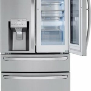 LG - 22.5 Cu. Ft. 4-Door French Door-in-Door Counter-Depth Refrigerator with Craft Ice - Stainless Steel