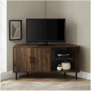 Walker Edison - Corner TV Console for Most Flat-Panel TVs Up to 52" - Dark Walnut