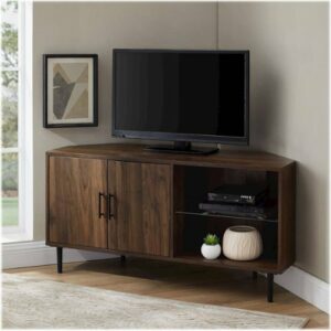 Walker Edison - Corner TV Console for Most Flat-Panel TVs Up to 52" - Dark Walnut