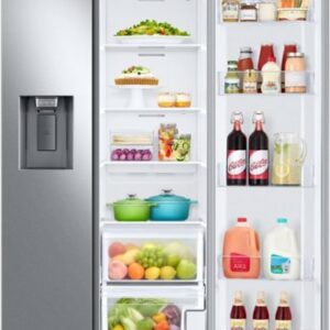 Samsung - 22 cu. ft. Side-by-Side Counter Depth Smart Refrigerator with All-Around Cooling - Stainless Steel