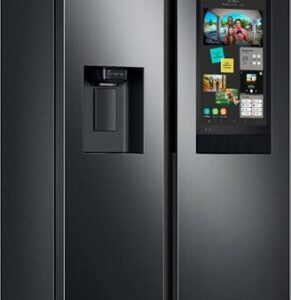 Samsung - 26.7 cu. ft. Side-by-Side Smart Refrigerator with 21.5" Touch-Screen Family Hub - Black Stainless Steel