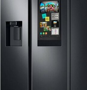 Samsung - 26.7 cu. ft. Side-by-Side Smart Refrigerator with 21.5" Touch-Screen Family Hub - Black Stainless Steel