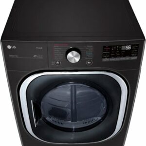 LG - 7.4 Cu. Ft. Stackable Smart Electric Dryer with Steam and Built-In Intelligence - Black Steel