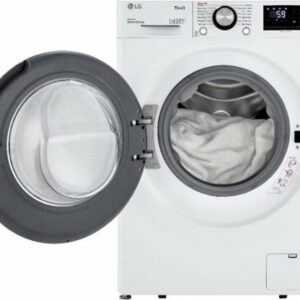 LG - 2.4 Cu. Ft. High-Efficiency Stackable Smart Front Load Washer with Steam and Built-In Intelligence - White