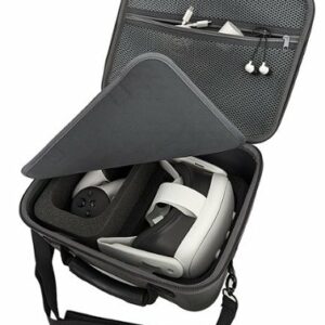 CASEMATIX - Custom Protective Case with Shoulder Strap for Meta Quest 3 and 2 VR Headsets and Accessories - Gray