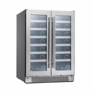 Zephyr - Presrv 24 in. 42-Bottle Dual Zone French Door Wine Cooler - Stainless Steel/Glass