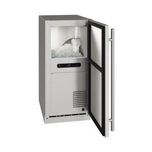 U-Line 90-lb Outdoor Nugget Ice Machine with Reversible Hinge in Solid Stainless - Stainless Steel