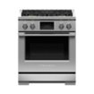 Fisher & Paykel - Professional 4 Cu. Ft. Freestanding Dual Fuel True Convection Range with Self-Cleaning - Stainless Steel/Black Glass