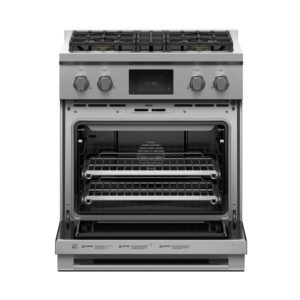 Fisher & Paykel - Professional 4 Cu. Ft. Freestanding Dual Fuel True Convection Range with Self-Cleaning - Stainless Steel/Black Glass