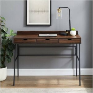 Walker Edison - Modern Industrial 3-Drawer Wood Computer Desk - Dark Walnut