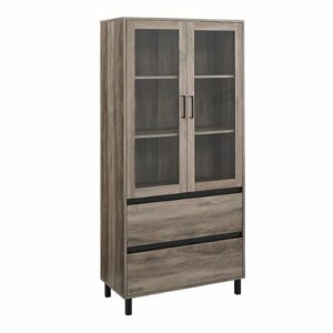 Walker Edison - 2-Drawer Storage Armoire Bookcase Cabinet - Gray Wash