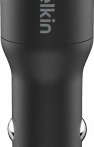 Belkin - 24W Dual USB Car Charger with Lightning Cable and 2 12W USB-A ports - fast charge iPhone, Samsung Galaxy, and more - Black