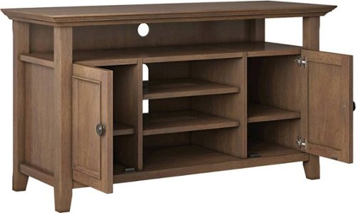 Simpli Home - Amherst Wide Transitional TV Media Stand for Most TVs up to 60" - Rustic Natural Aged Brown