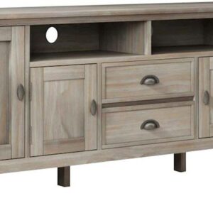 Simpli Home - Redmond SOLID WOOD 72 inch Wide Transitional TV Media Stand in Distressed Grey For TVs up to 80 inches - Distressed Gray