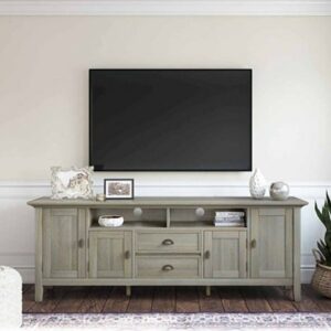 Simpli Home - Redmond SOLID WOOD 72 inch Wide Transitional TV Media Stand in Distressed Grey For TVs up to 80 inches - Distressed Gray