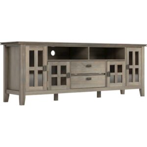 Simpli Home - Artisan SOLID WOOD 72 inch Wide Transitional TV Media Stand in Distressed Grey For TVs up to 80 inches - Distressed Gray