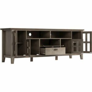 Simpli Home - Artisan SOLID WOOD 72 inch Wide Transitional TV Media Stand in Distressed Grey For TVs up to 80 inches - Distressed Gray