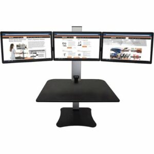 Victor - Electric Triple Monitor Standing Desk Riser - Black, Aluminum