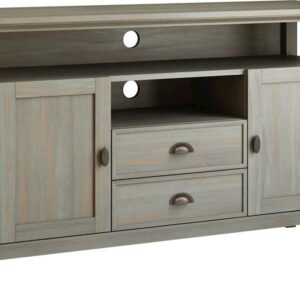 Simpli Home - Redmond SOLID WOOD 54 inch Wide Transitional TV Media Stand in Distressed Grey For TVs up to 60 inches - Distressed Gray