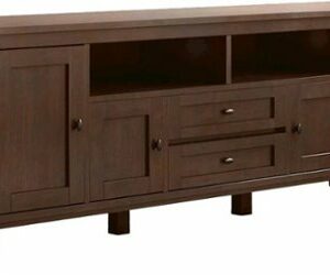 Simpli Home - Warm Shaker SOLID WOOD 72 in Wide TV Media Stand & For TVs up to 80 inches - Russet Brown