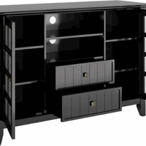 Simpli Home - Acadian Solid Wood 53 inch Wide Transitional TV Media Stand For TVs up to 60 inches - Black