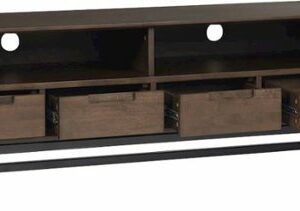 Simpli Home - Banting Modern Industrial TV Media Stand for Most TVs up to 65" - Walnut Brown