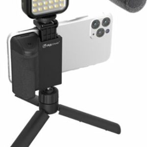 Digipower - Follow ME Vlogging Kit for Phones and Cameras – Includes Microphone, LED light, Bluetooth remote, phone grip and tripod