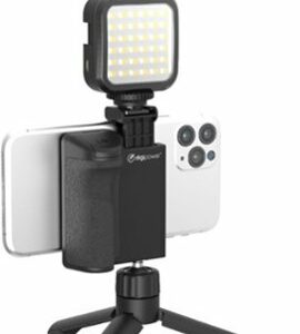 Digipower - Follow ME Vlogging Kit for Phones and Cameras – Includes Microphone, LED light, Bluetooth remote, phone grip and tripod